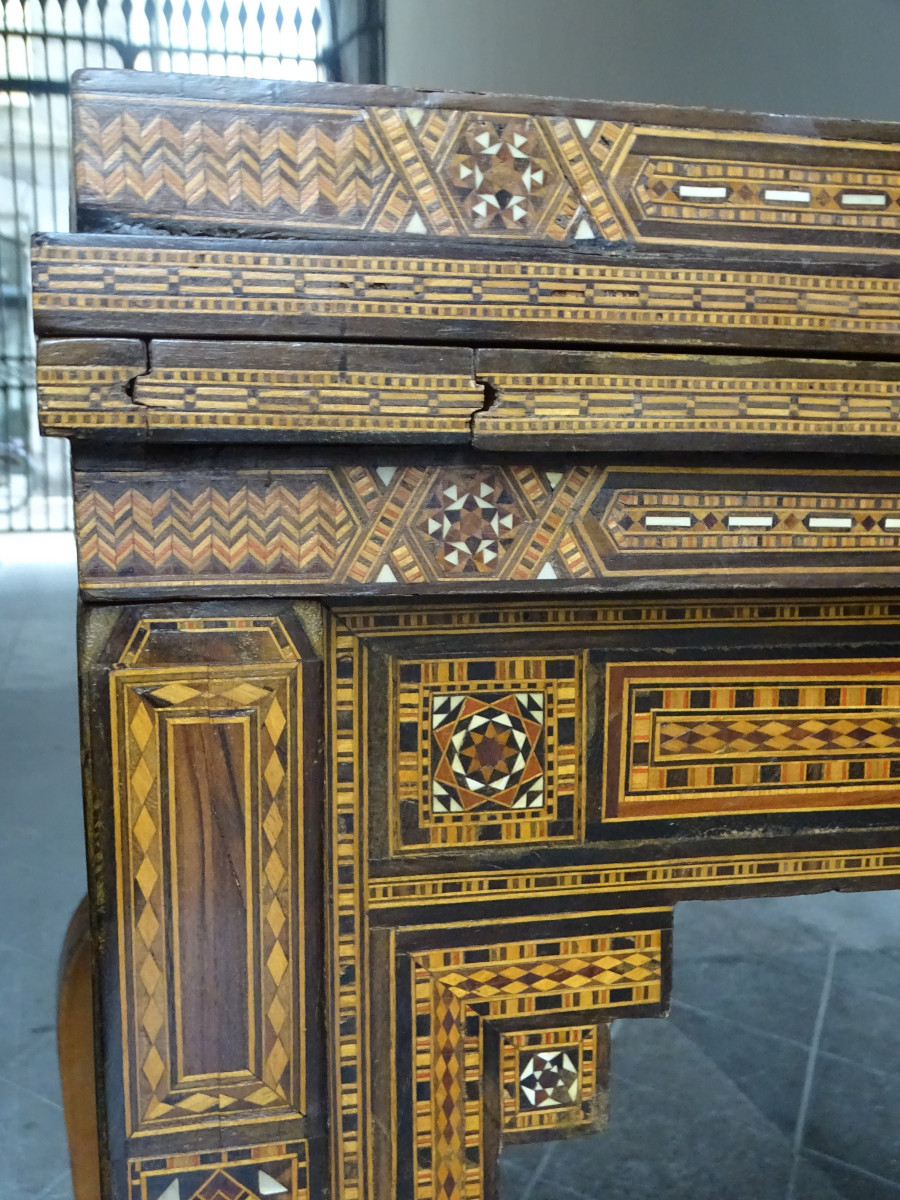 Antique Syrian Marquetry Game Table-photo-1