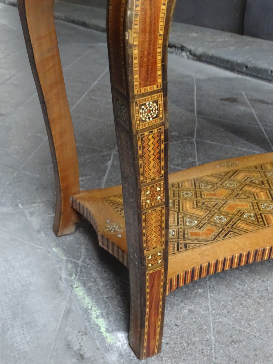 Antique Syrian Marquetry Game Table-photo-2