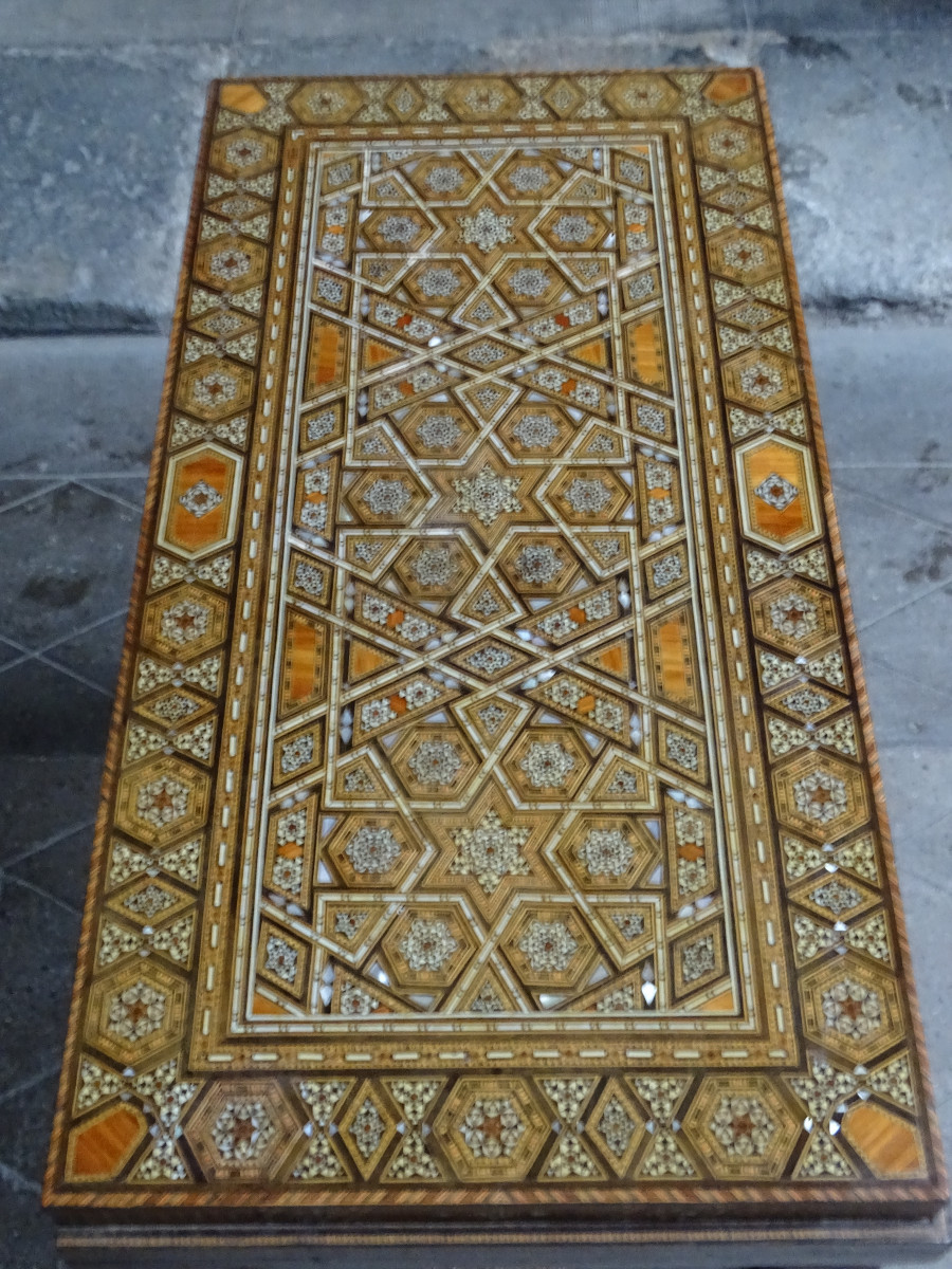 Antique Syrian Marquetry Game Table-photo-4