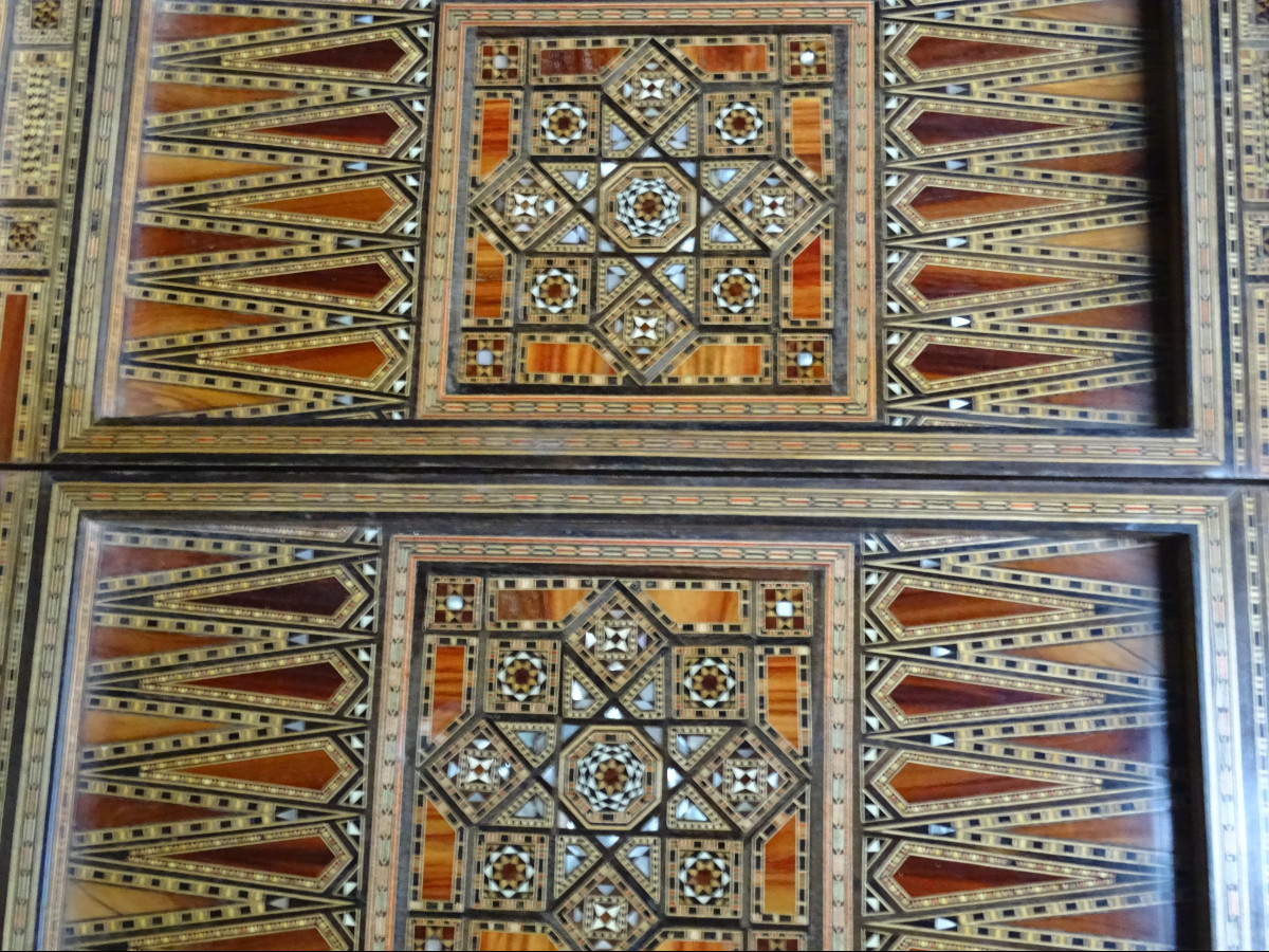 Antique Syrian Marquetry Game Table-photo-7