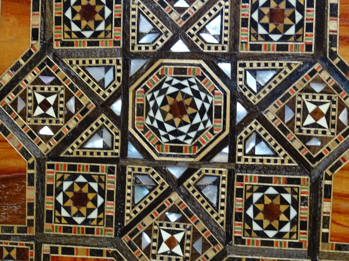 Antique Syrian Marquetry Game Table-photo-8