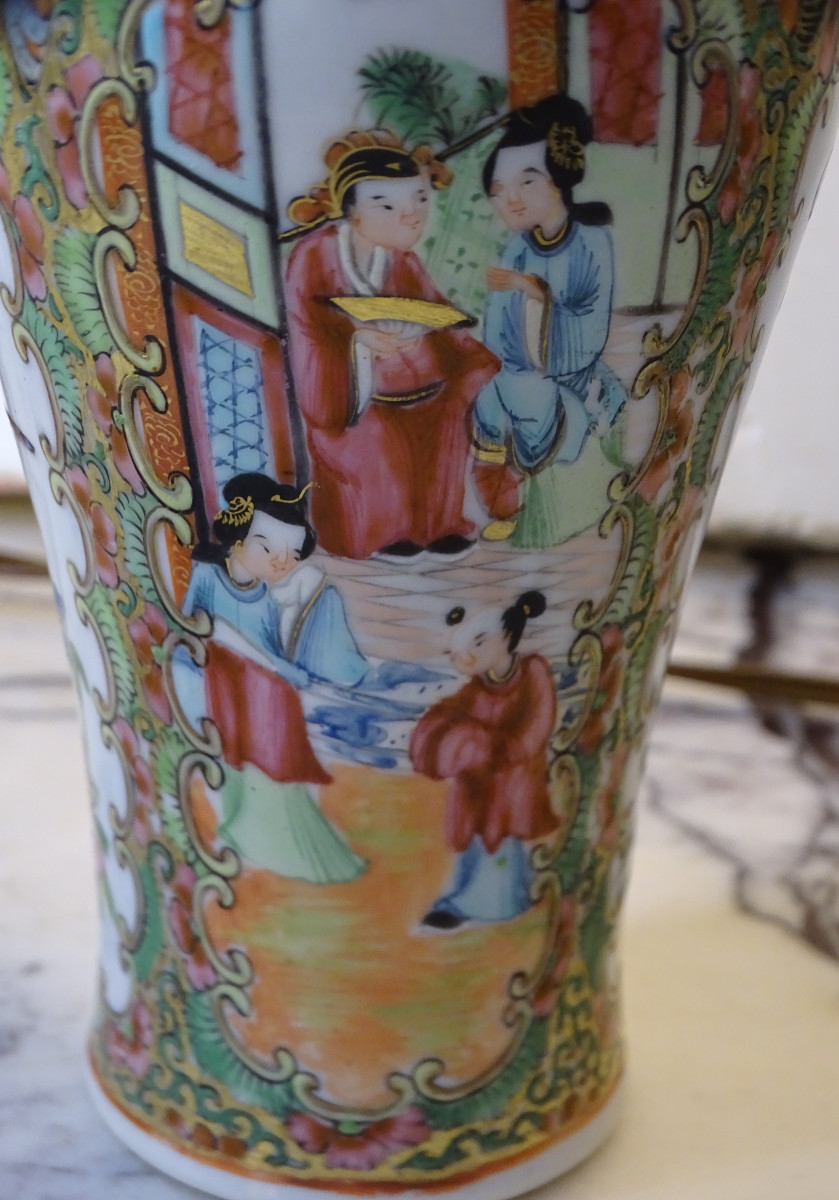 Small Covered Baluster Vase Canton 19th-photo-2