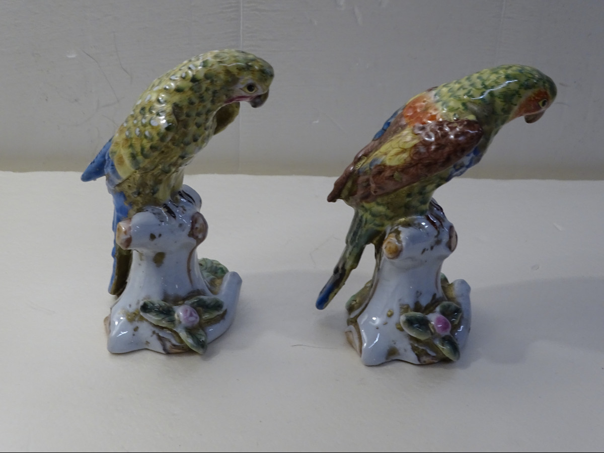 Couple de Perroquets en Porcelaine-photo-4