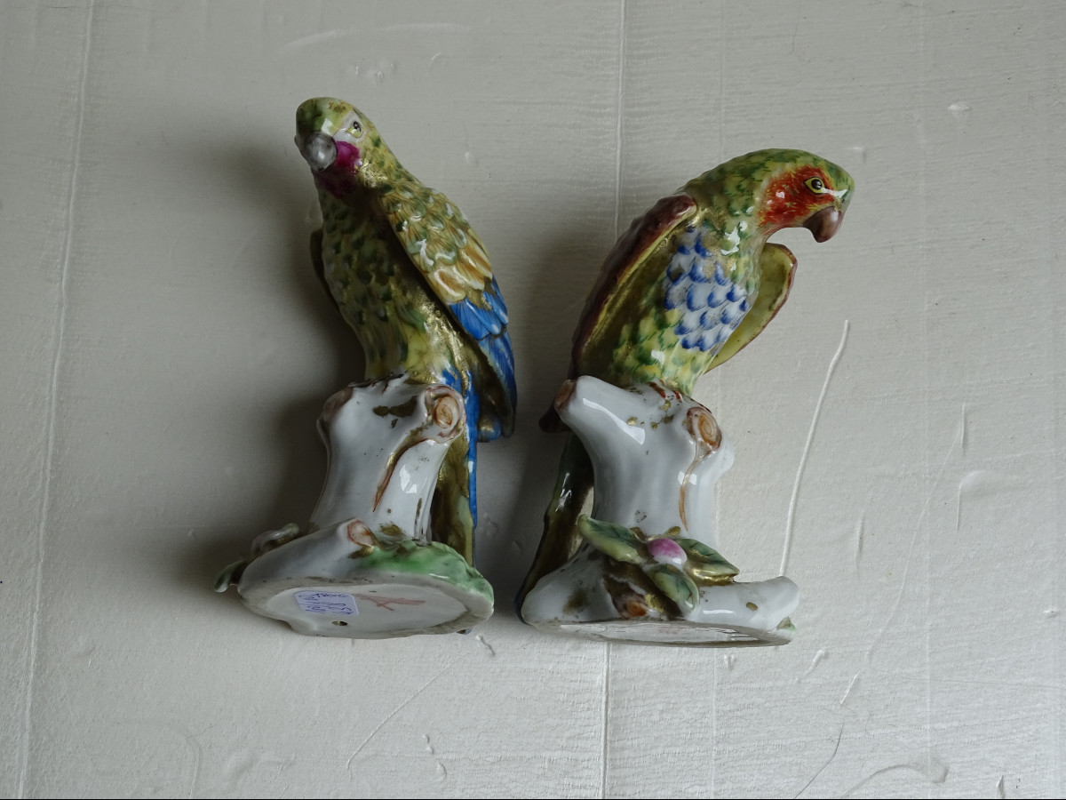 Couple de Perroquets en Porcelaine-photo-2