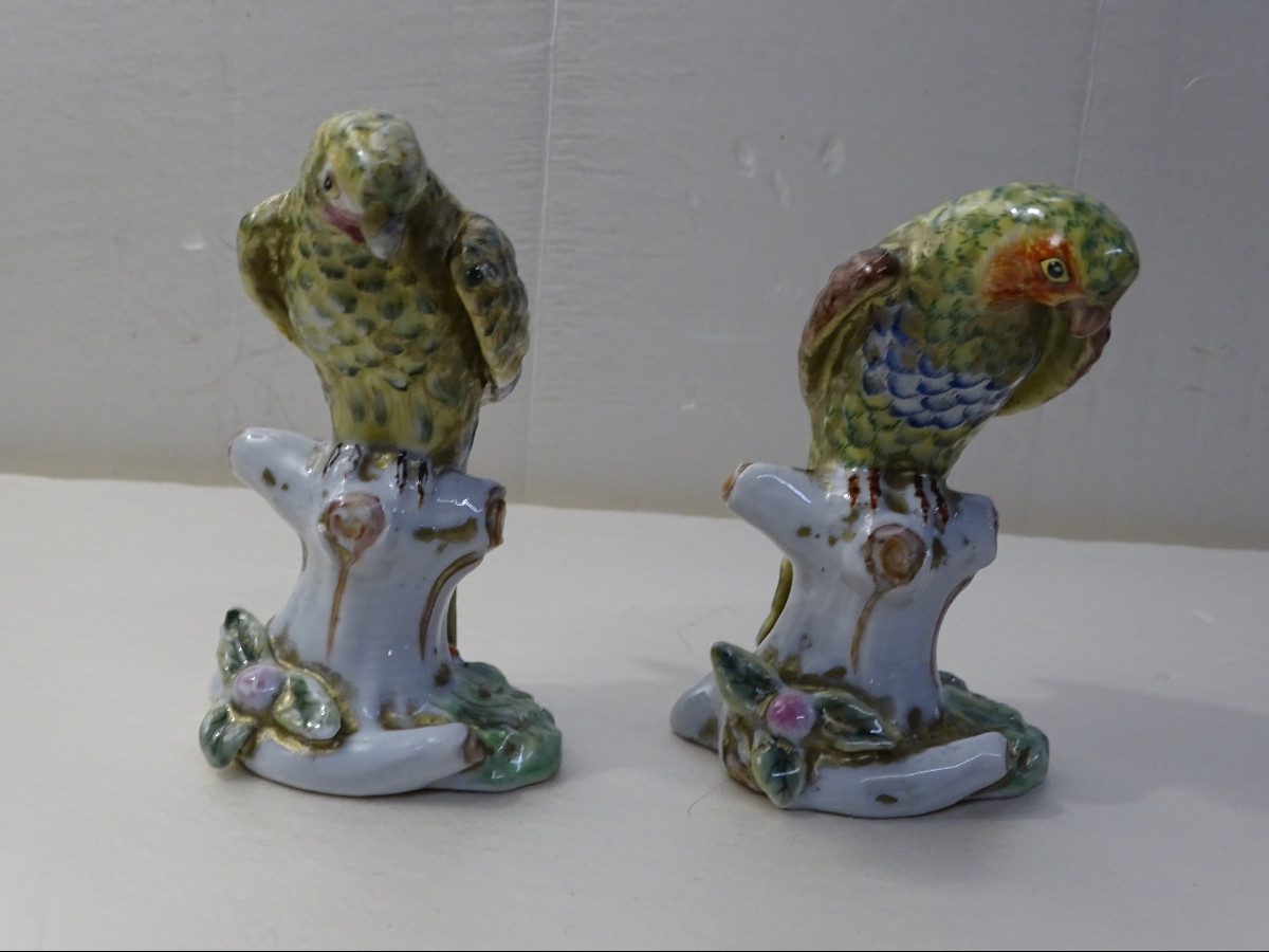 Couple de Perroquets en Porcelaine-photo-2