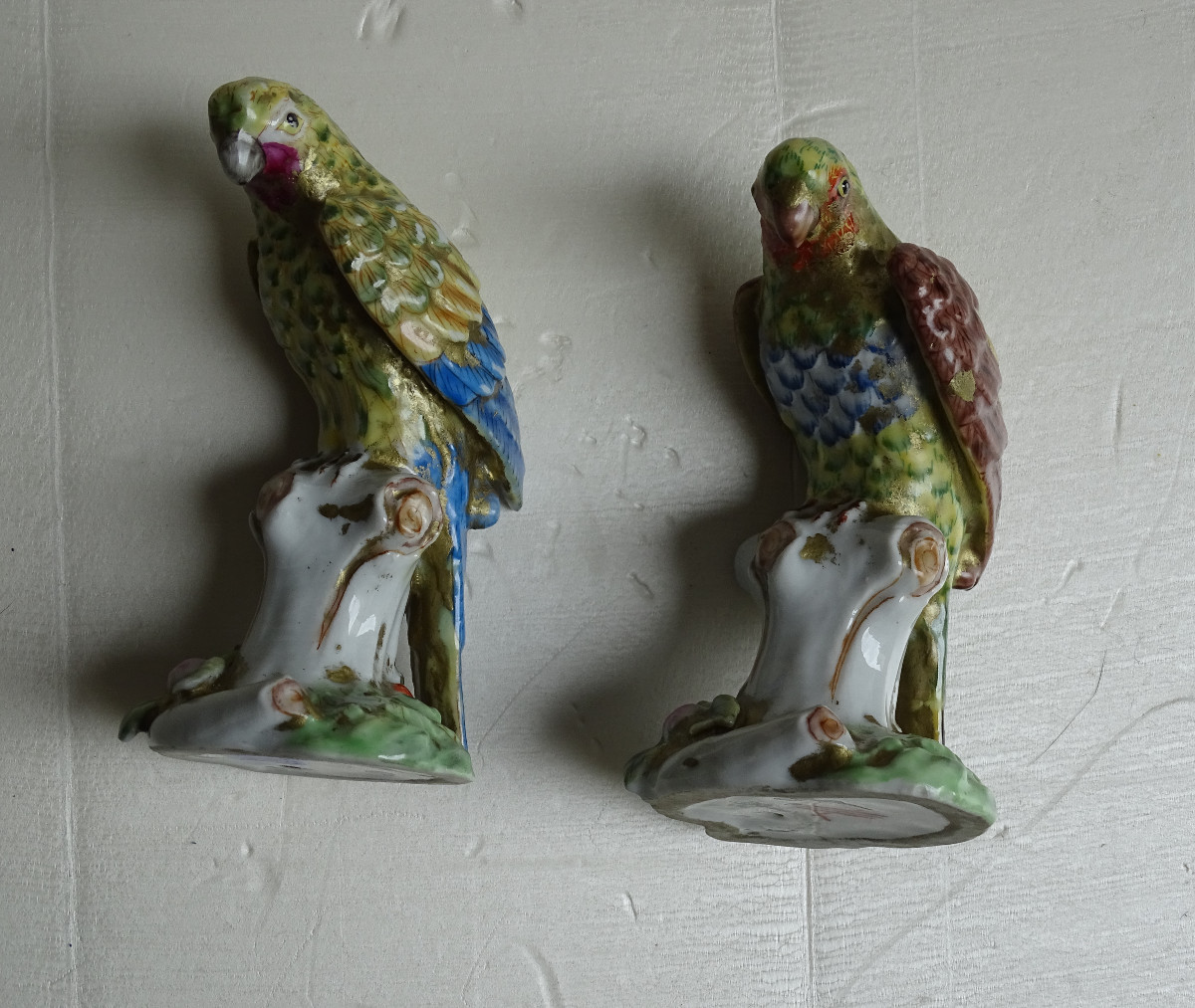 Couple de Perroquets en Porcelaine-photo-4