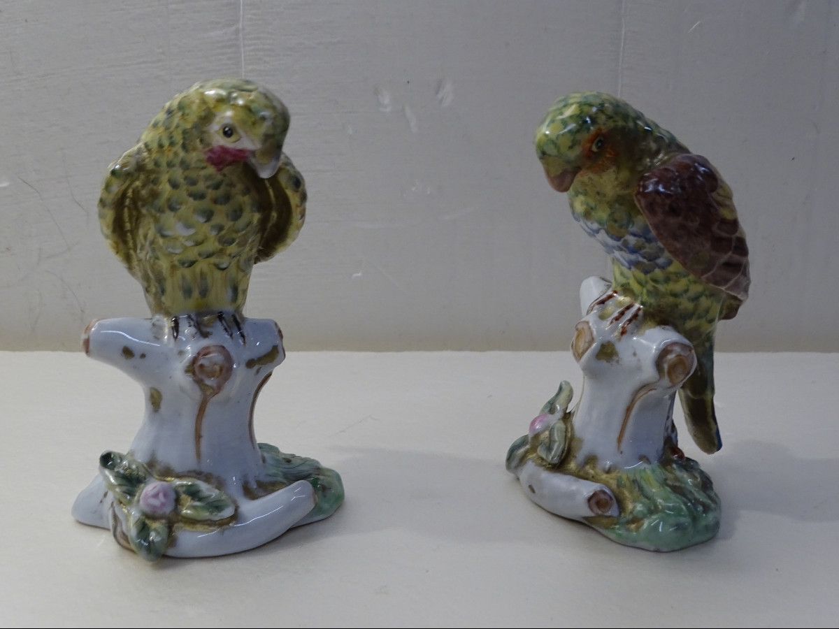 Couple de Perroquets en Porcelaine