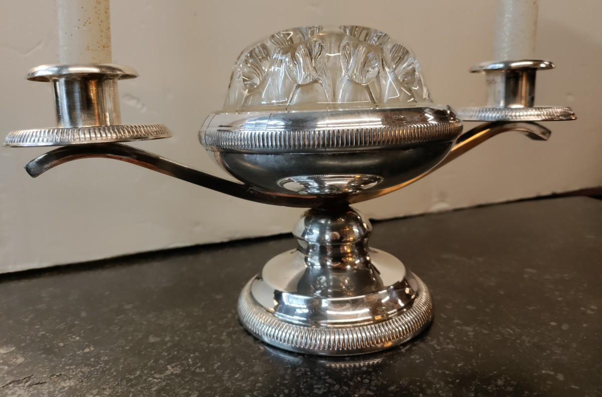 Silver-plated Candleholders And Glass Flowerpicks-photo-2