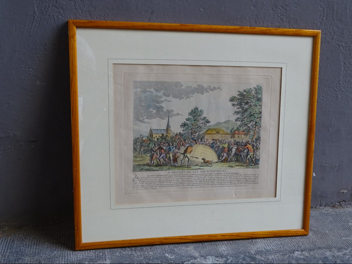 Gravure  Chute du ballon de monsieur de  Montgolfièr-photo-2