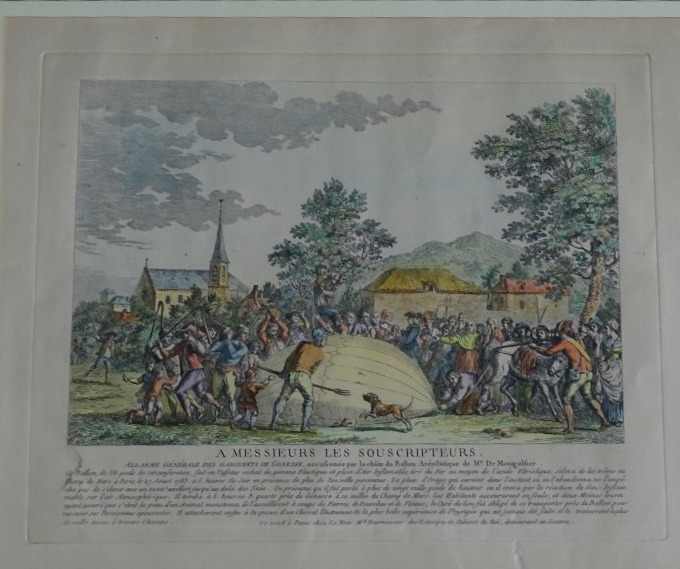 Gravure  Chute du ballon de monsieur de  Montgolfièr-photo-3
