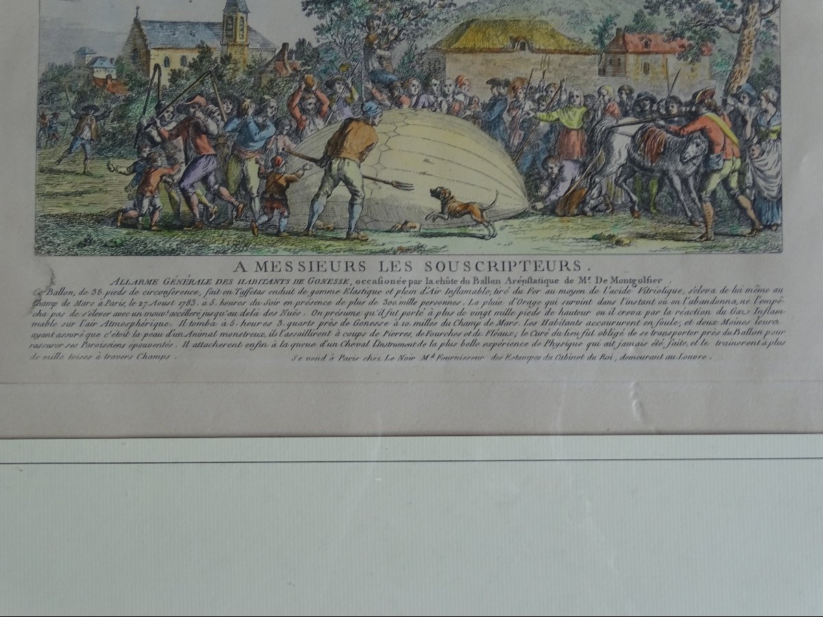 Gravure  Chute du ballon de monsieur de  Montgolfièr-photo-4
