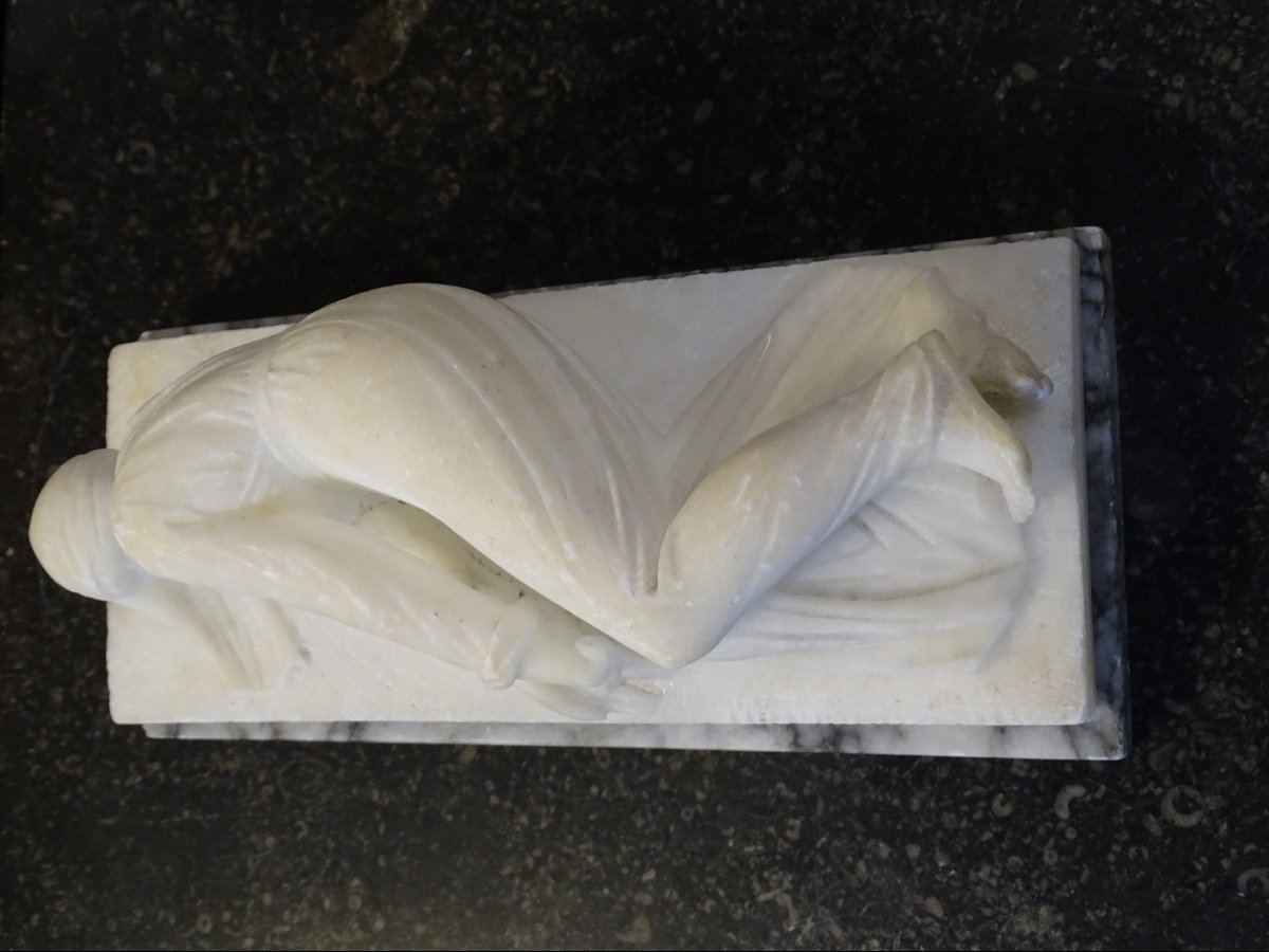  Alabaster Sculpture Of Saint Cecilia Late 19th-photo-3