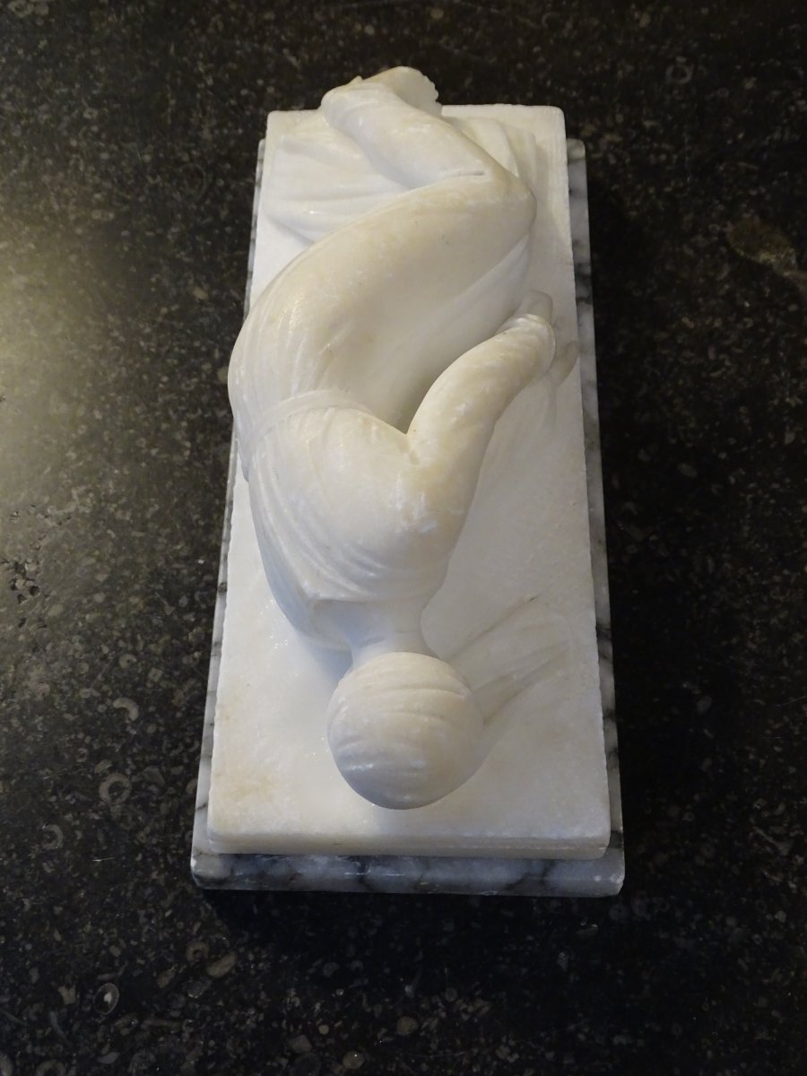  Alabaster Sculpture Of Saint Cecilia Late 19th-photo-4