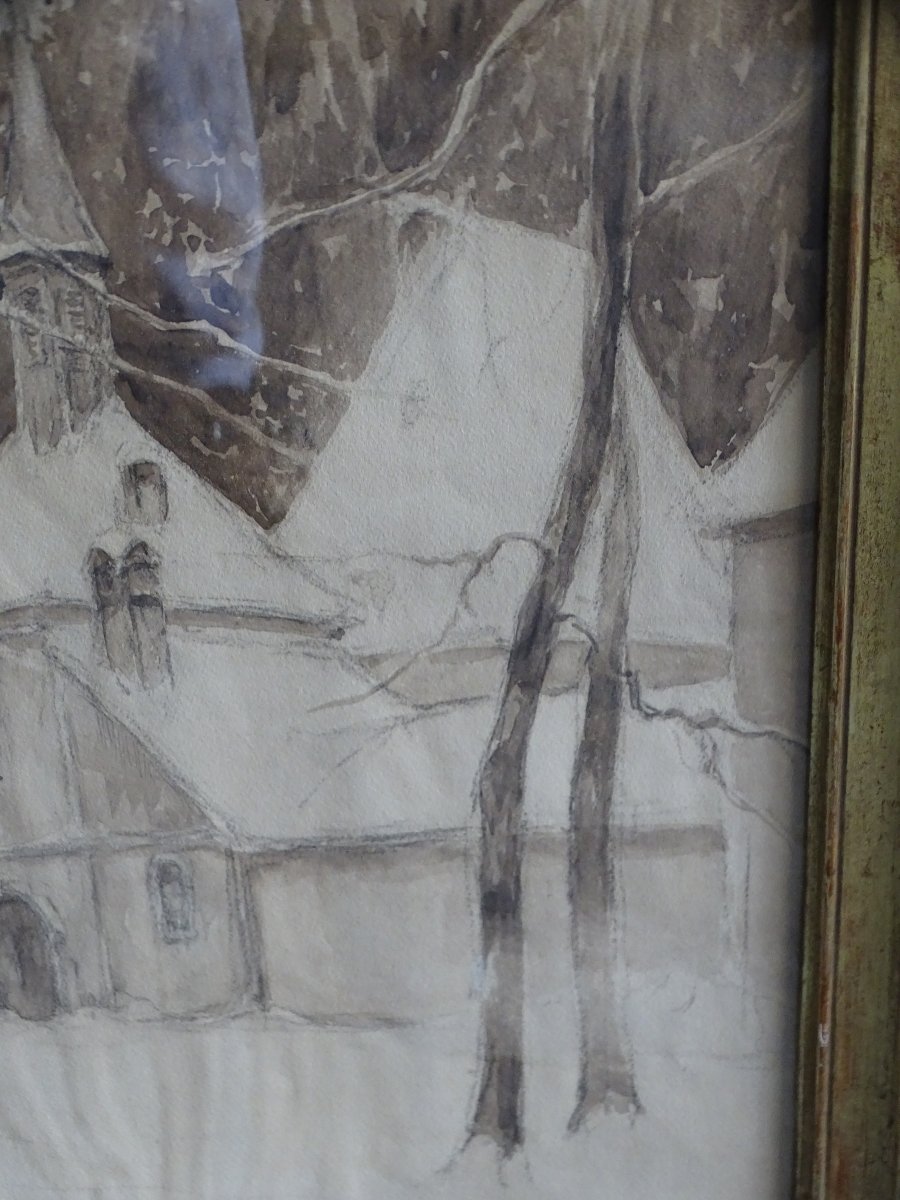André Artigue Ink Wash Entrance To The Grande Chartreuse Monastery-photo-1