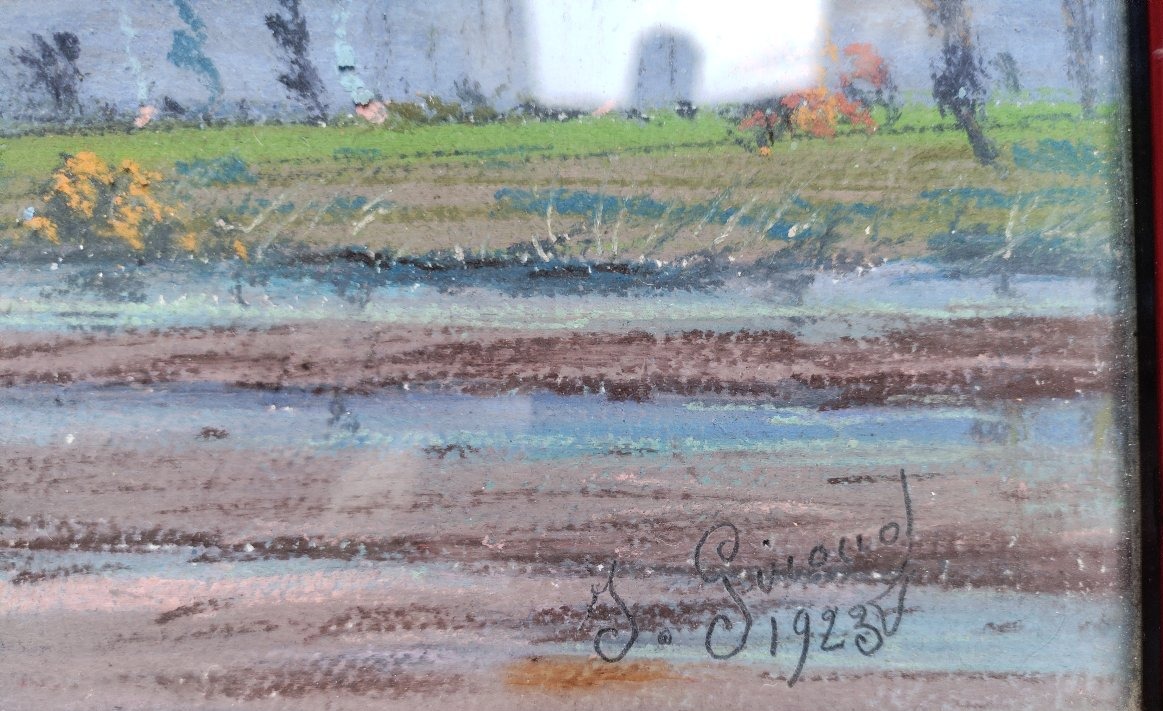 Pastel By Giroud The Banks Of  Le Drac-photo-3