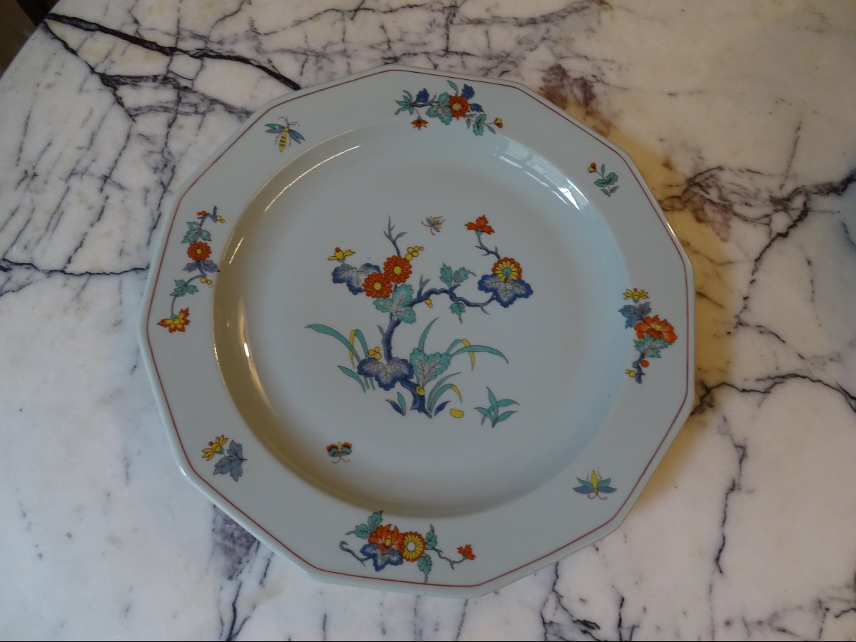 Bernardaud Limoges: 5 Porcelain Dinner Plates And 3 Porcelain Serving Dishes-photo-2