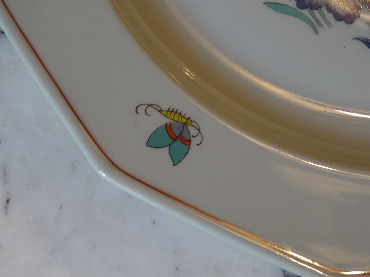 Bernardaud Limoges: 5 Porcelain Dinner Plates And 3 Porcelain Serving Dishes-photo-4