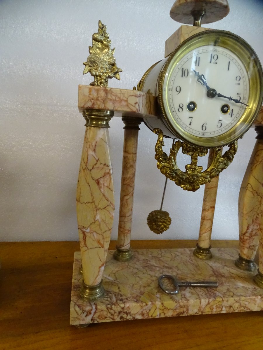 Pink Marble Mantle Clock Garniture-photo-3