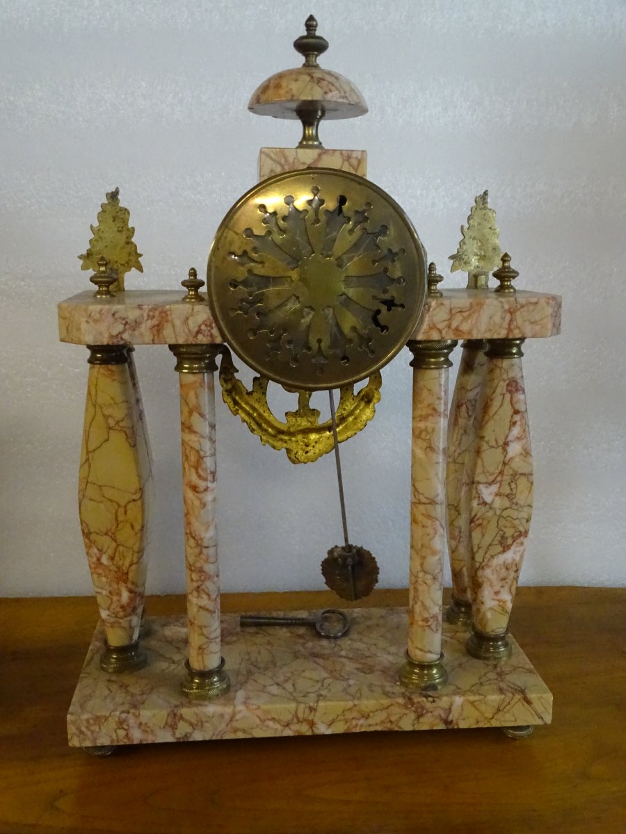Pink Marble Mantle Clock Garniture-photo-3