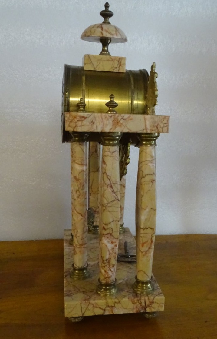 Pink Marble Mantle Clock Garniture-photo-2