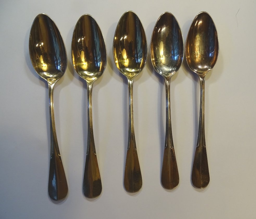 5 cuillères à café en Vermeil 19ème
