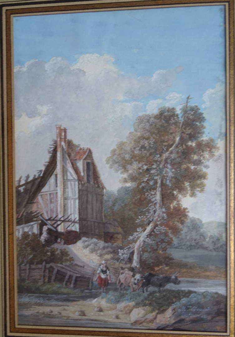  Gouache Animated Landscape "crossing The Ford"-photo-2