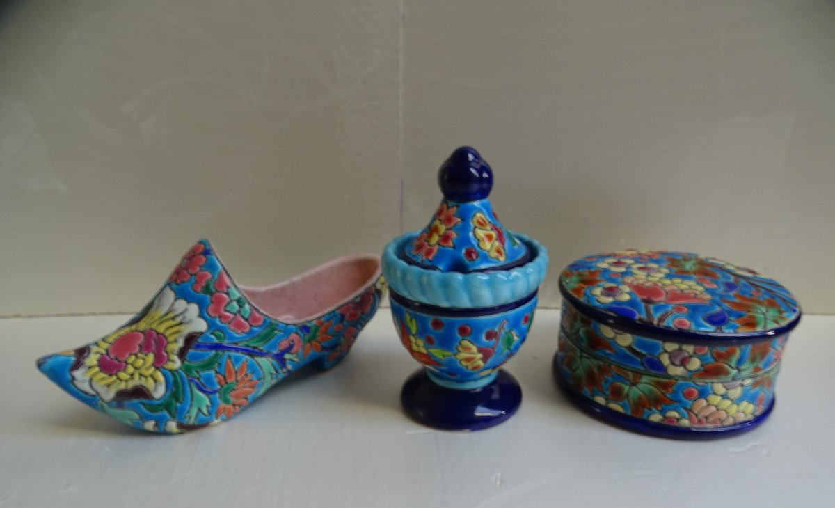 Longwy Earthenware Clog - Mustard Jar - Box