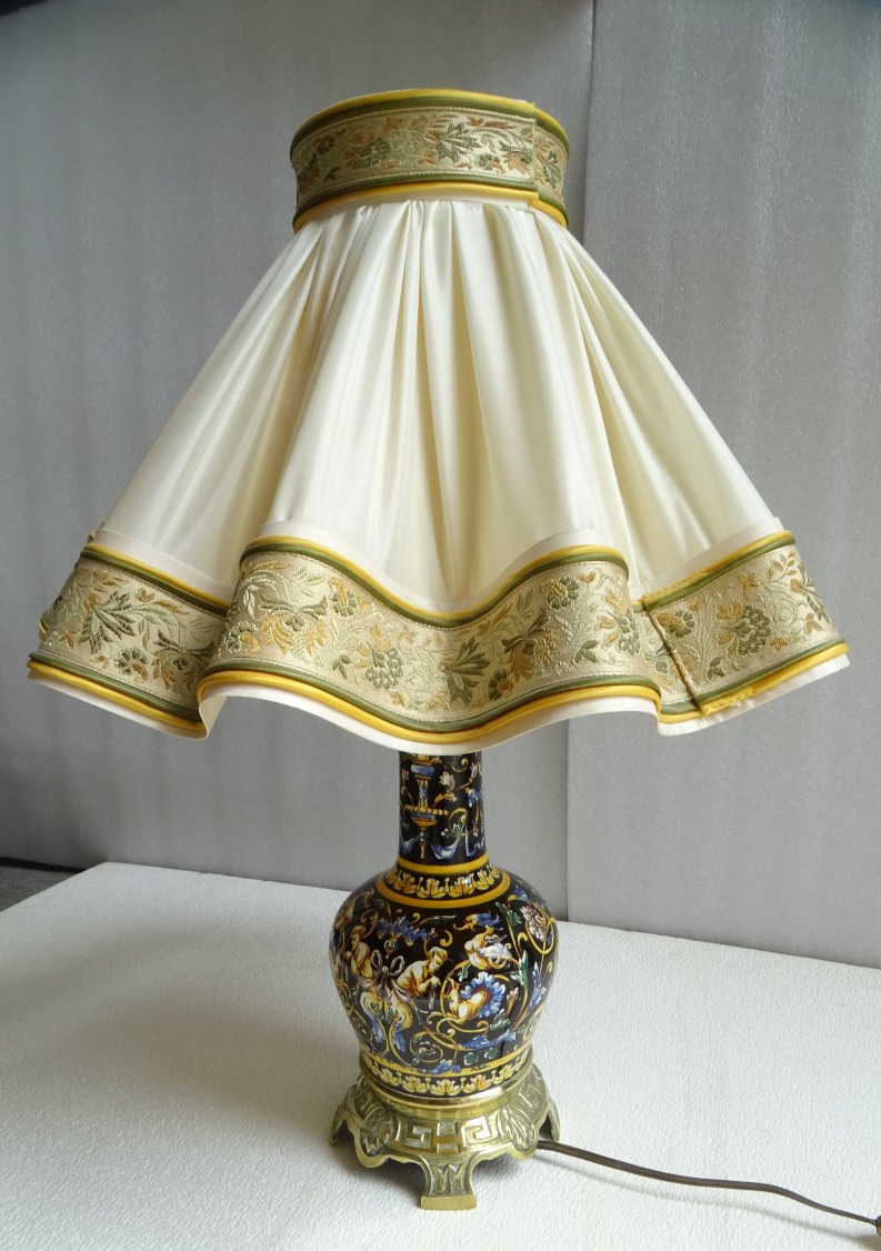Gien Earthenware Lamp With Bronze Base
