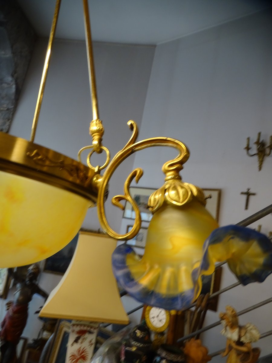 4-light Bronze Gau And Glass Vianne Chandelier-photo-2