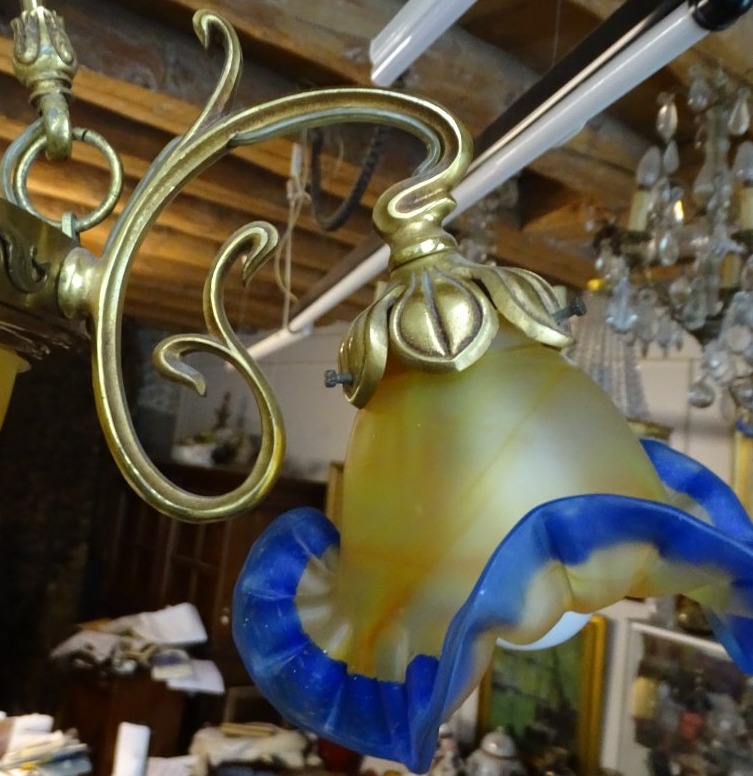 4-light Bronze Gau And Glass Vianne Chandelier-photo-3