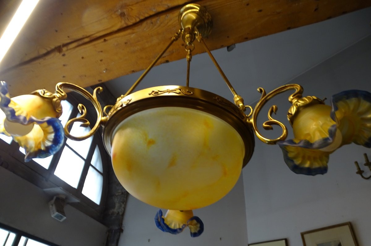 4-light Bronze Gau And Glass Vianne Chandelier-photo-4