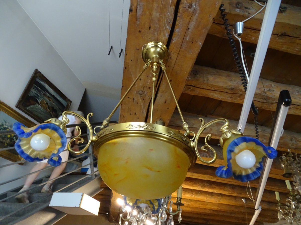 4-light Bronze Gau And Glass Vianne Chandelier