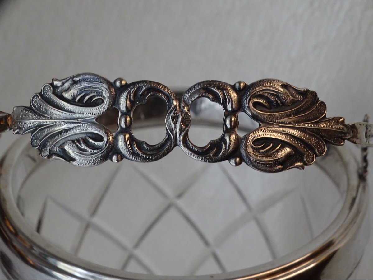 Large Ice Bucket And Tongs Made Of 800 Silver-photo-4