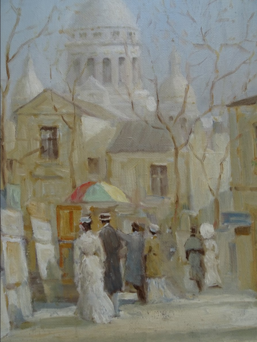  Russian Painternplace Du Tertre, Montmartre—oil On Canvas-photo-4