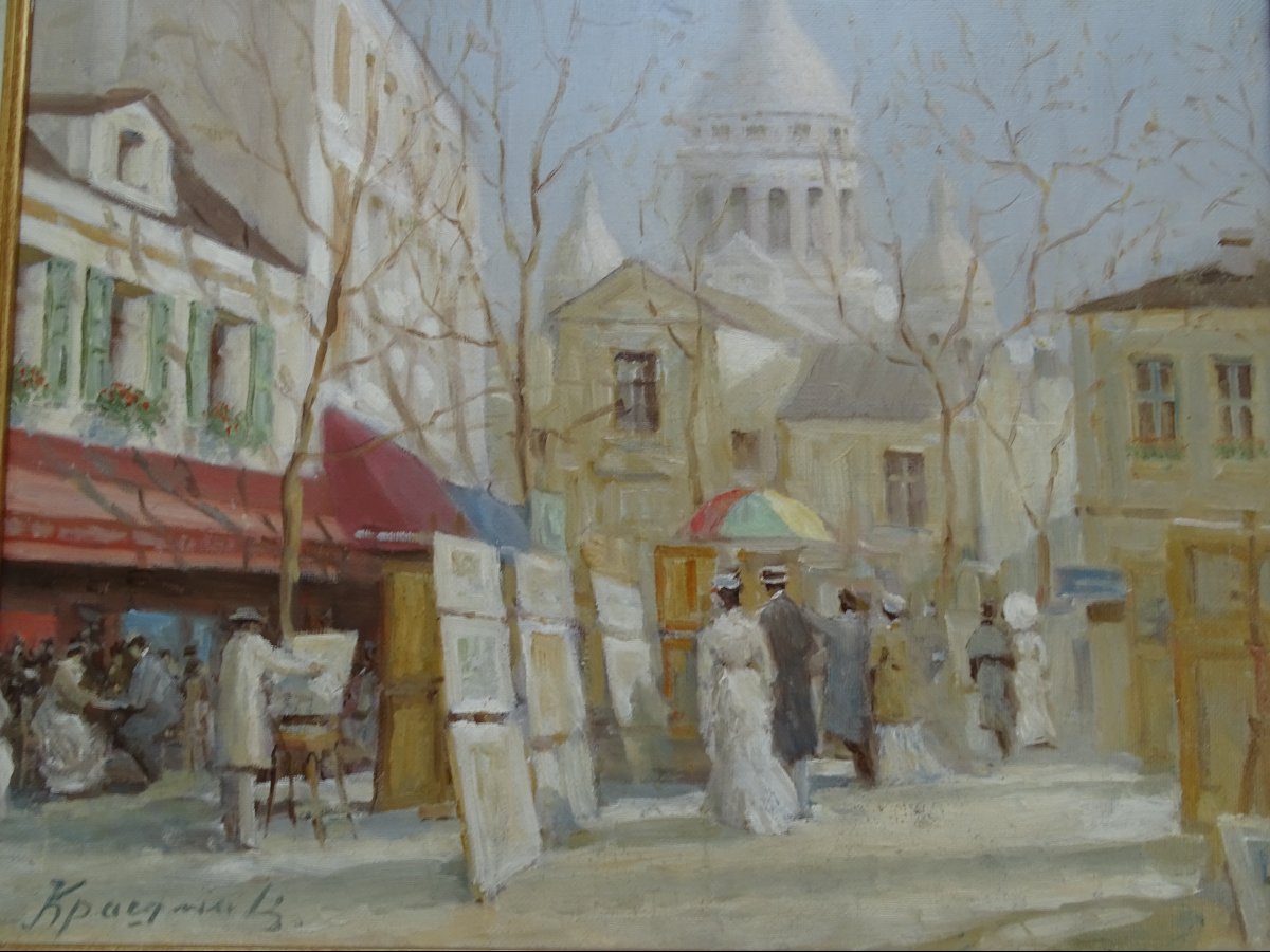  Russian Painternplace Du Tertre, Montmartre—oil On Canvas