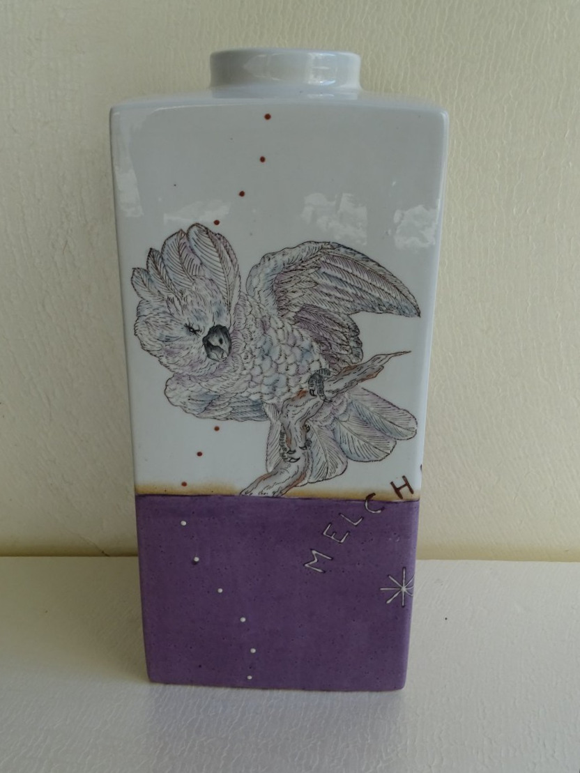 Large Vase With A Cockatoo By Fabienne Jouvin