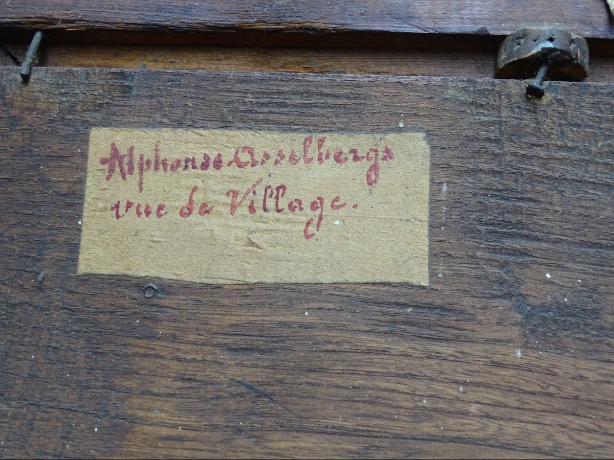 Alphonse Asselbergs Rue de village huile sur panneau-photo-3