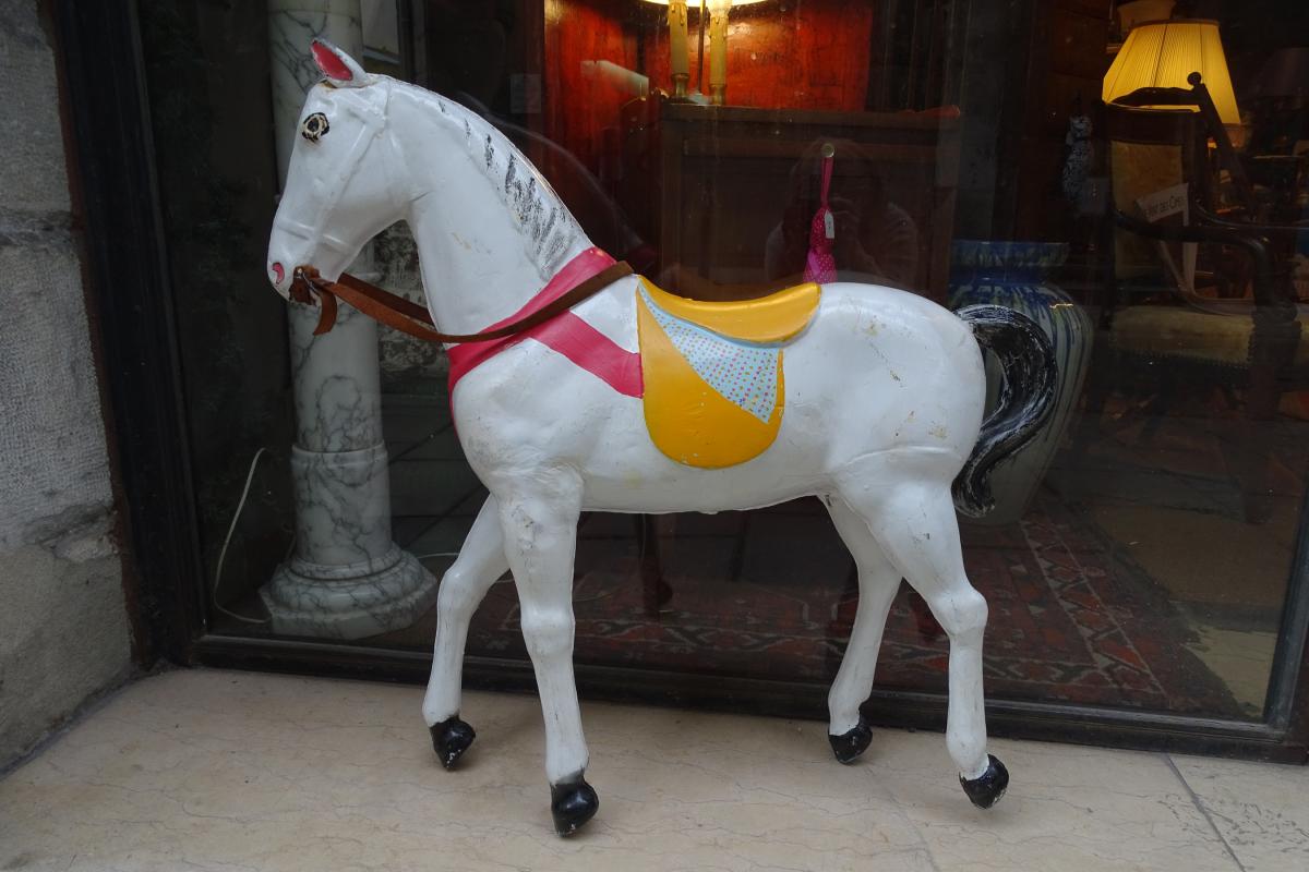 Carousel Horse In Painted Metal Late 19th / Early 20th