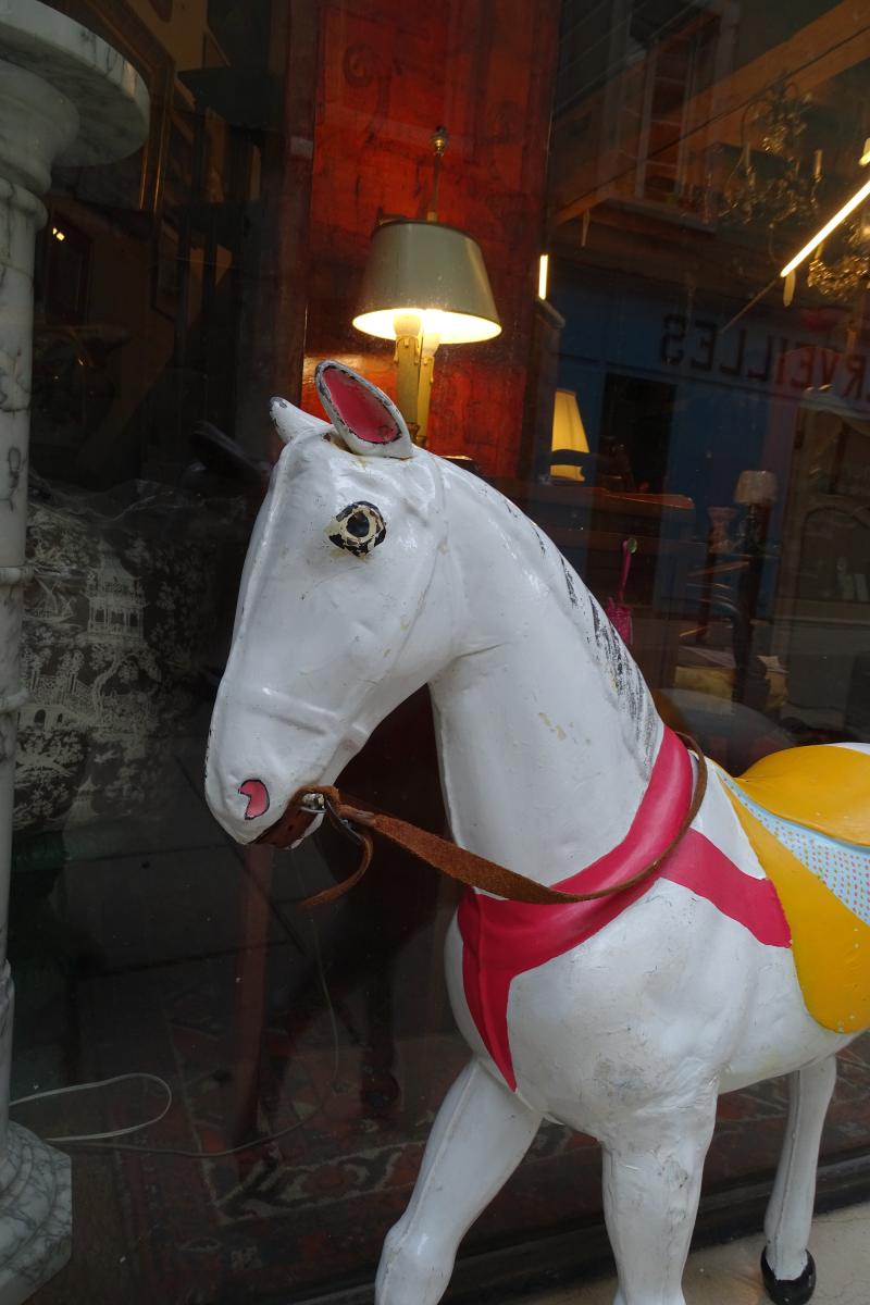 Carousel Horse In Painted Metal Late 19th / Early 20th-photo-3