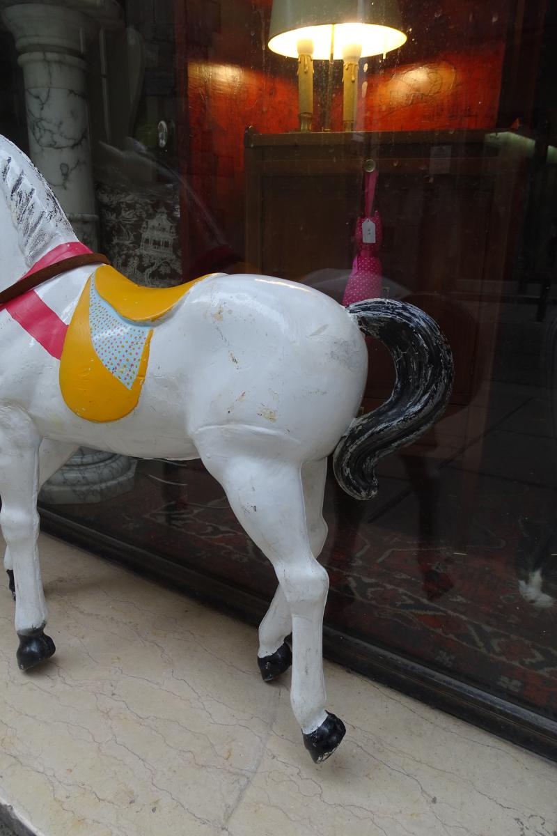 Carousel Horse In Painted Metal Late 19th / Early 20th-photo-1