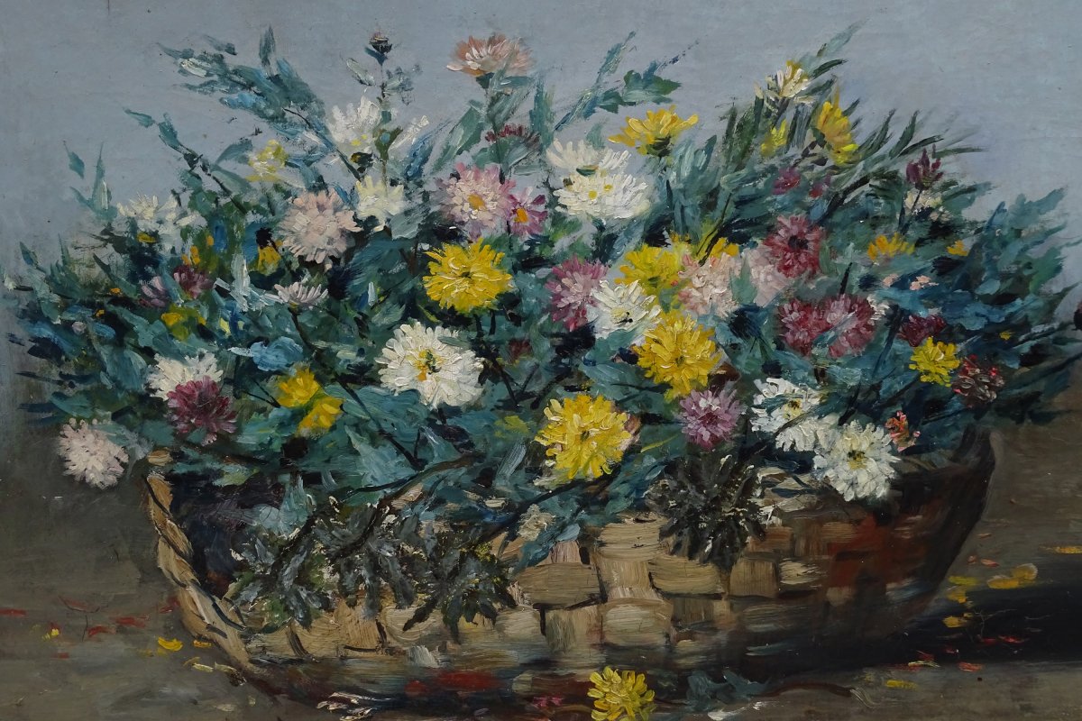 Fleurs Huile Sur Toile De Brument 1883-photo-2