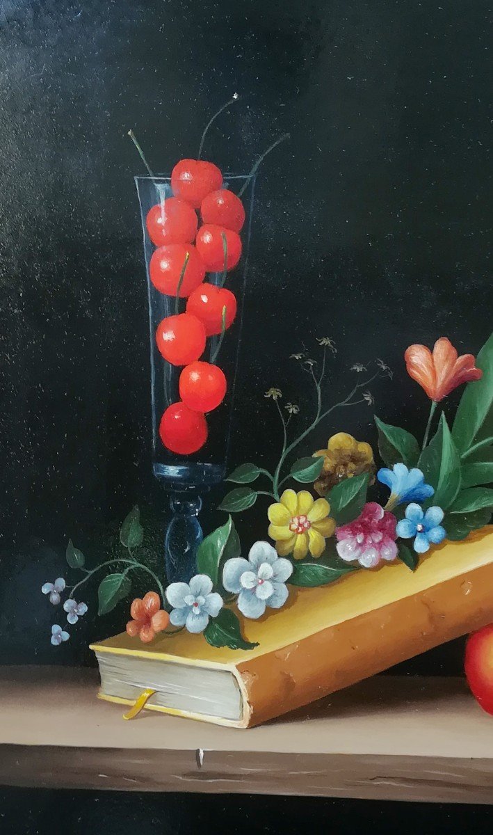 Still Life The Cherries By Carl Prévot 20th-photo-4