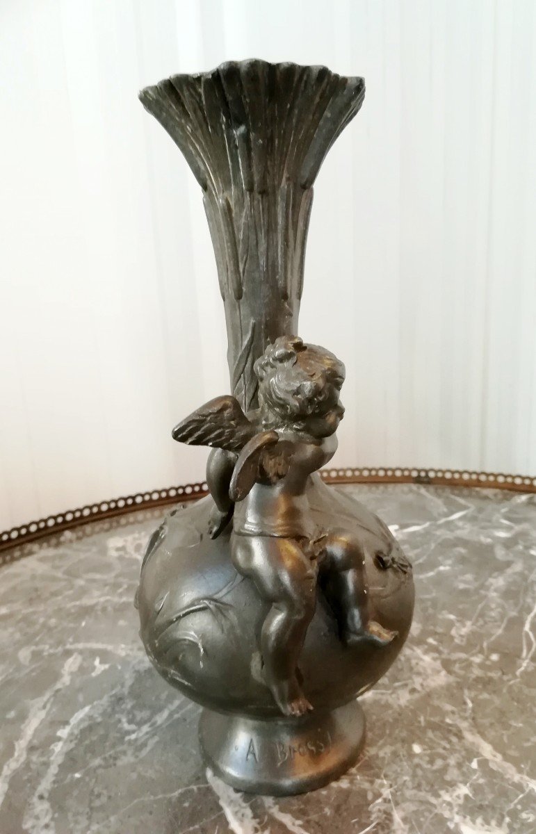  Angelot Pewter Vase Art Nouveau-photo-2