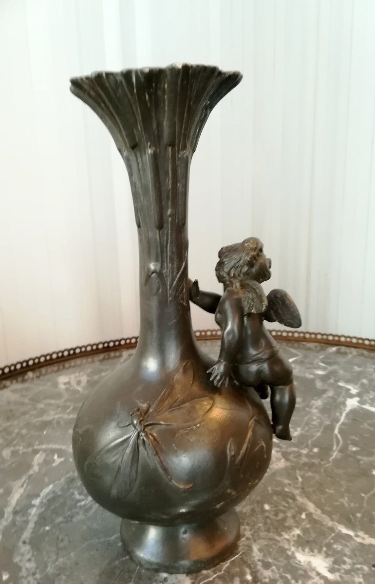  Angelot Pewter Vase Art Nouveau-photo-3
