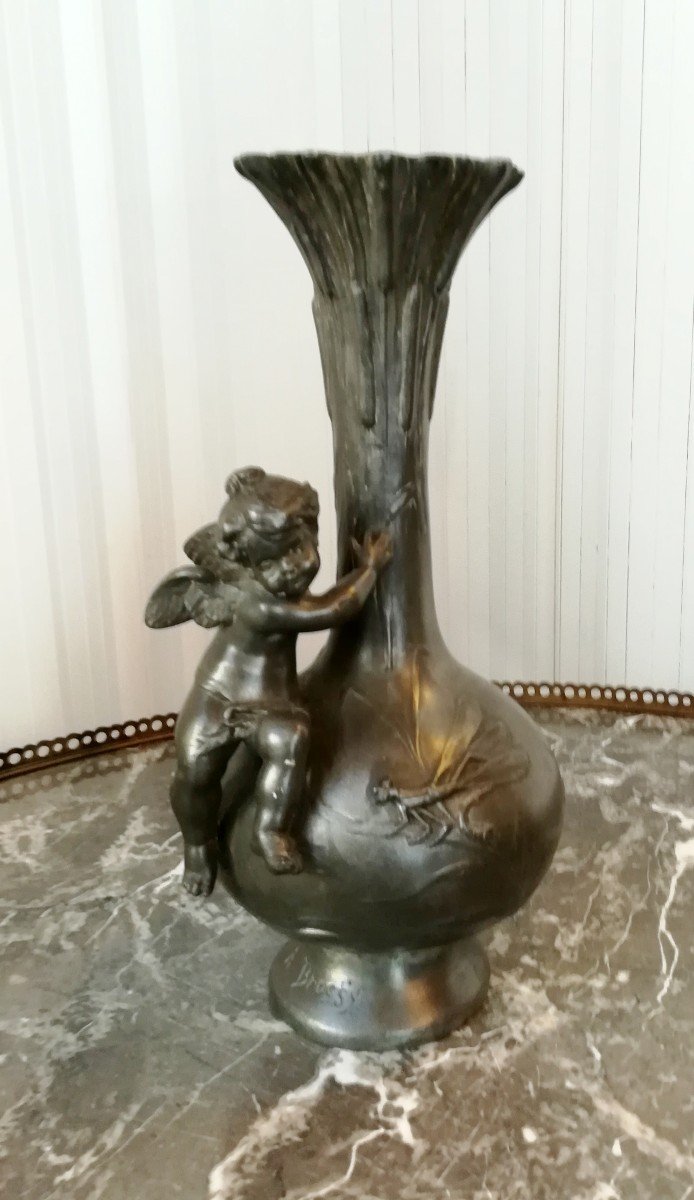  Angelot Pewter Vase Art Nouveau
