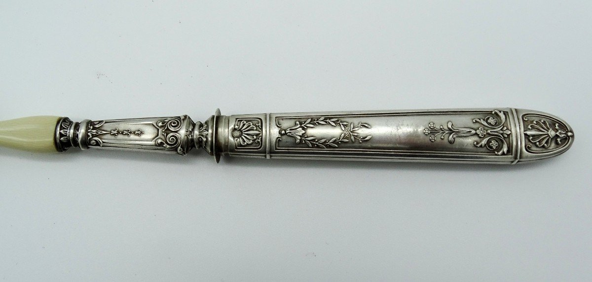 Cutlery Service To Cut In Silver And Ivory Late 19th-photo-3