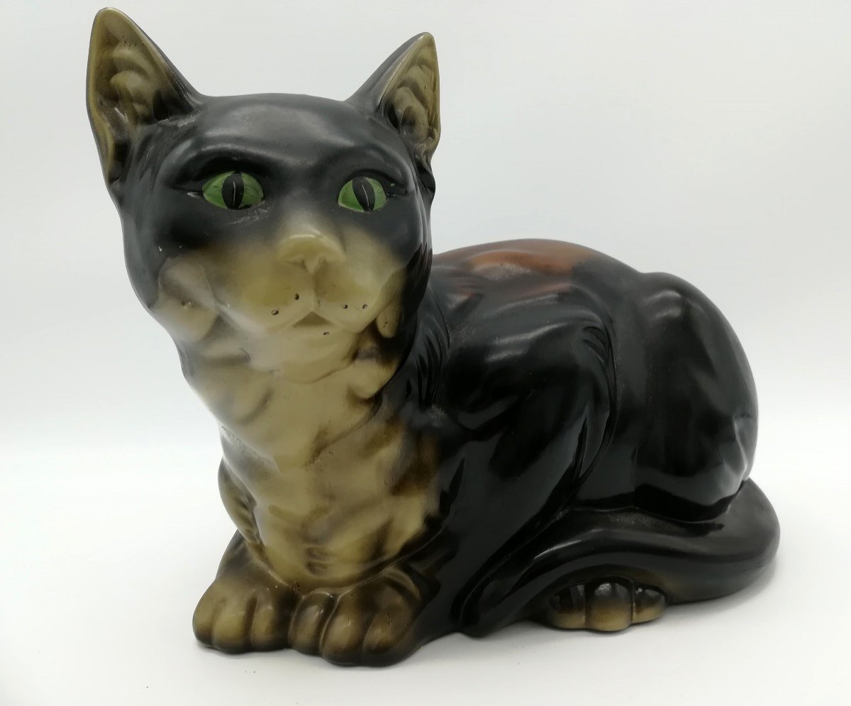 Plaster Siamese Cat Money Bank 50s-photo-1
