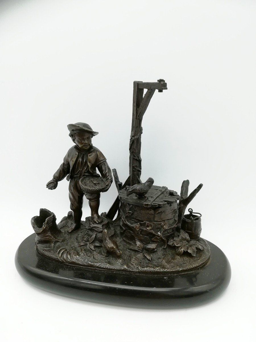 Inkwell In Bronze Late 19th-photo-2