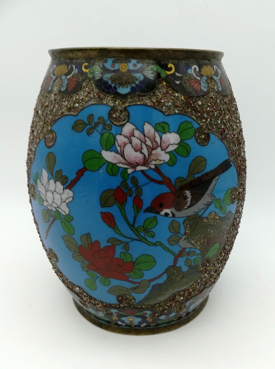 Vase Cloisonné Oiseau Japon Epoque 1900