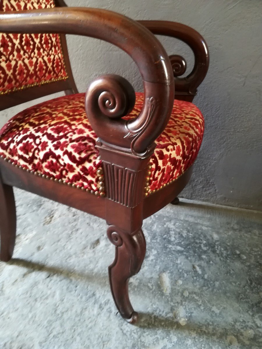 Pair Of Mahogany Armchairs Restoration Period-photo-2